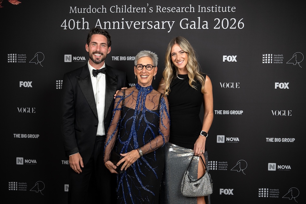 MCRI Council of Ambassador Her Excellency The Hon Linda Dessau AC CVO (centre) with son Oliver Howard and daughter-in-law MCRI Global Advisory Board member Lauren Thurin. 